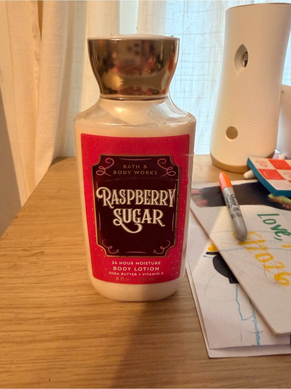 Bath & Body Works Raspberry Sugar Lotion - Pink & Gold Accents